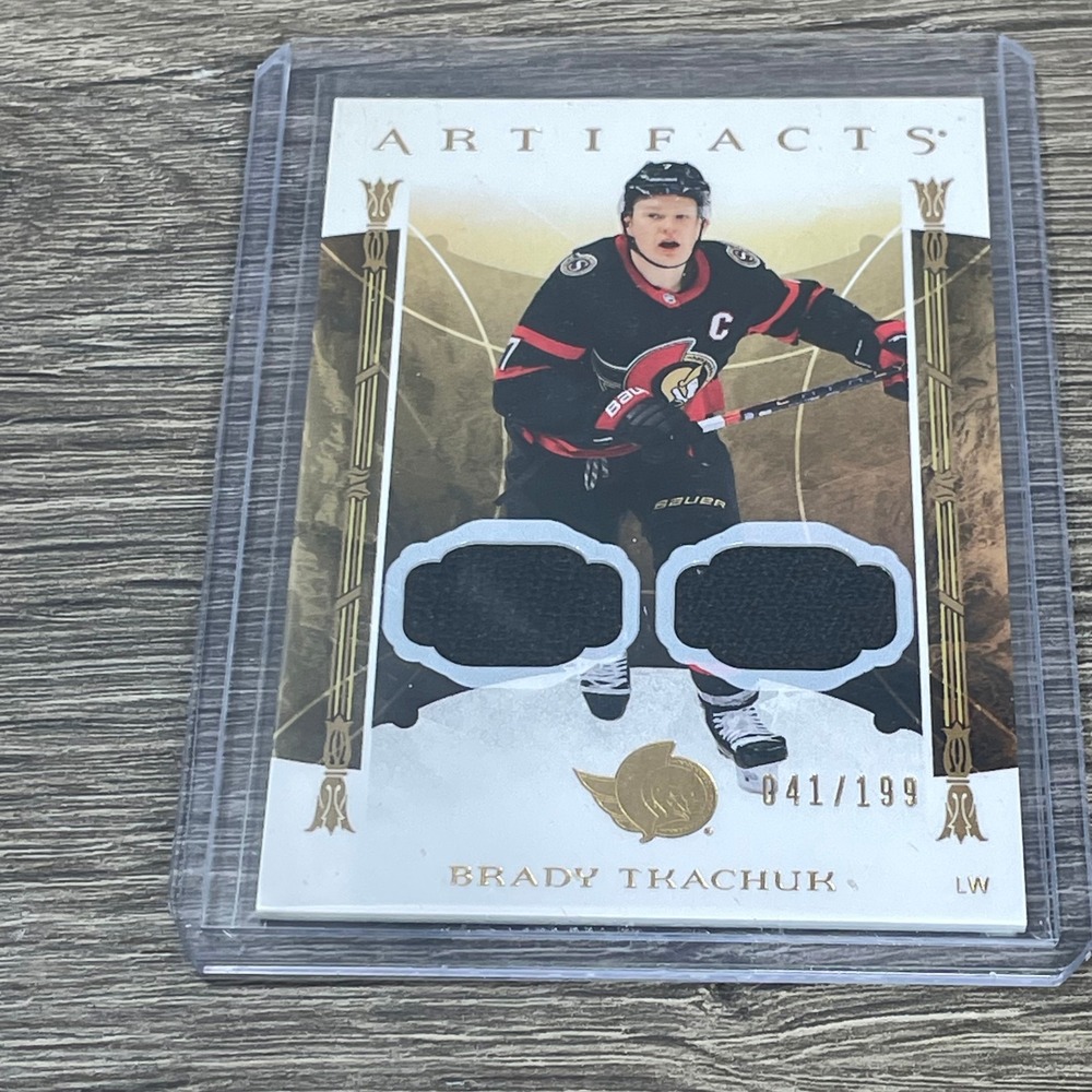 Upper Deck Ottawa Senators Brady Tkachuk 41/199 Black Dual Jersey Relic Hockey